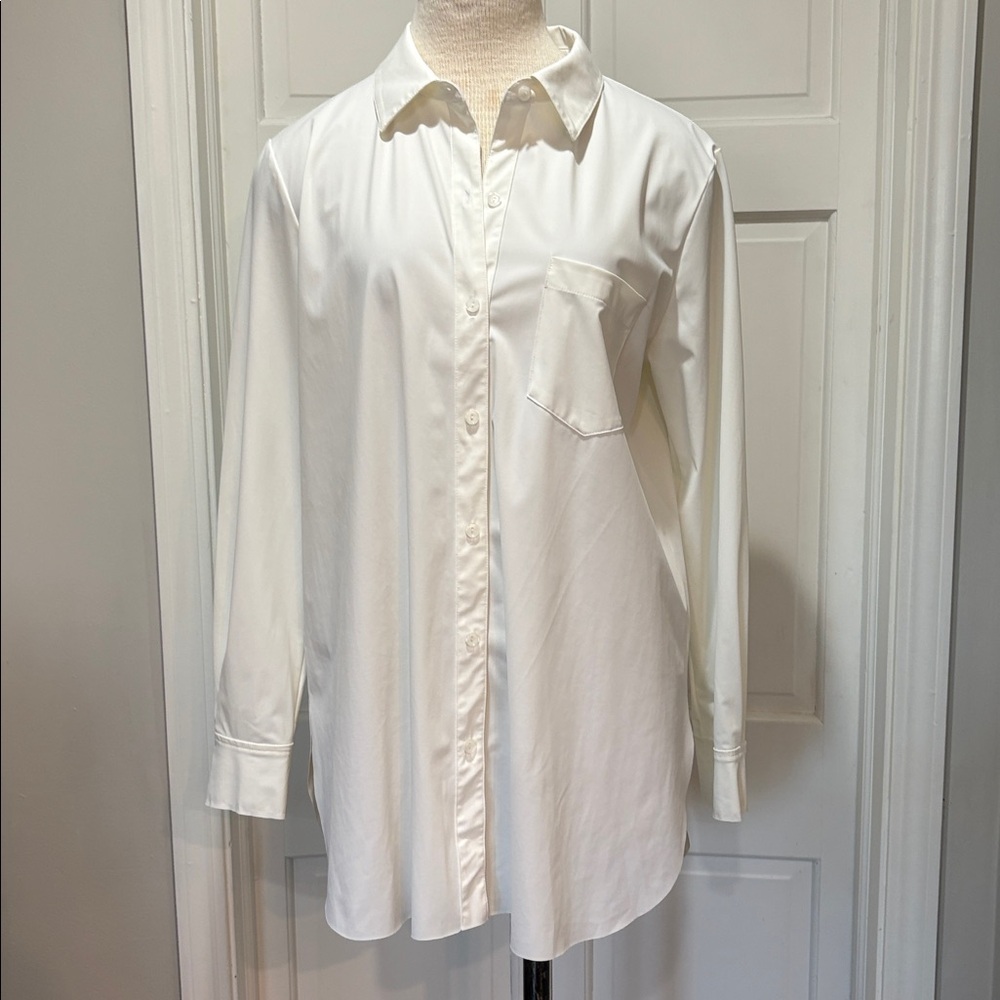 Lysse New York Schiffer sz L white tailored tunic length button down shirt - Picture 3 of 12